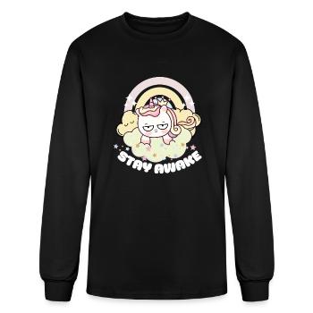 Stay Awake Funny Unicorn - Men's Long Sleeve T-Shirt - black - Front