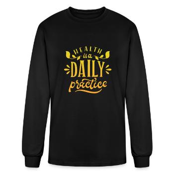 HEALTH IS A DAILY PRACTICE - Men's Long Sleeve T-Shirt - black - Front