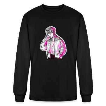 Young man style - Men's Long Sleeve T-Shirt - black - Front