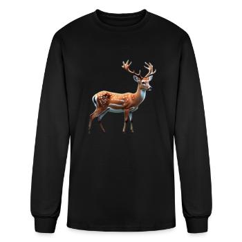 ted illustration of a deer on Earth. While I can't - Men's Long Sleeve T-Shirt - black - Front
