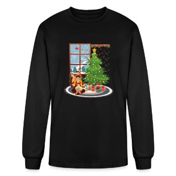 "Festive Family Christmas with Snow and Santa" - Men's Long Sleeve T-Shirt - black - Front