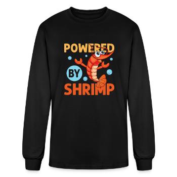 Powered By Shrimp Shrimp Lover Seafood - Men's Long Sleeve T-Shirt - black - Front