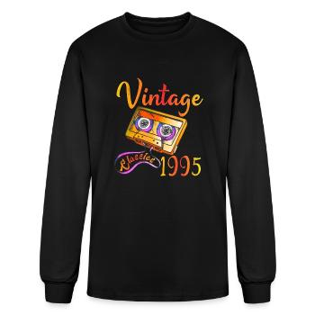 Vintage 1995 – Retro Audio Cassette Tee - Men's Long Sleeve T-Shirt - black - Front
