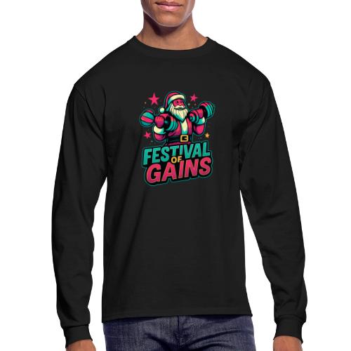 Festival of Gains Funny Gym Santa Christmas - Men's Long Sleeve T-Shirt