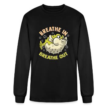 Pufferfish Breathe In Breathe Out - Men's Long Sleeve T-Shirt - black - Front