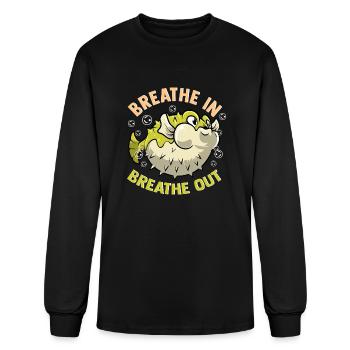Pufferfish Breathe In Breathe Out - Men's Long Sleeve T-Shirt - black - Front
