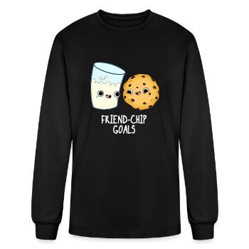 Friend Chip Goals Cute Milk And Cookies - Men's Long Sleeve T-Shirt - black - Front