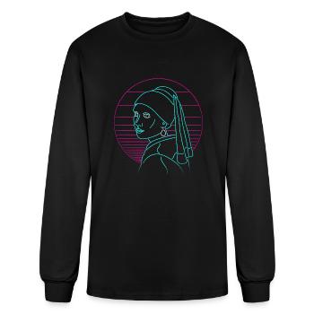 Girl With A Neon Earring - Men's Long Sleeve T-Shirt - black - Front