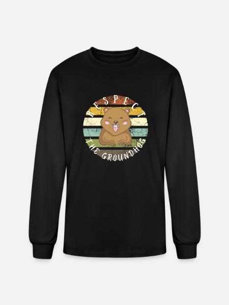 Cool Groundhog Day Respect The Groundhog Happy - Men's Long Sleeve T-Shirt - black