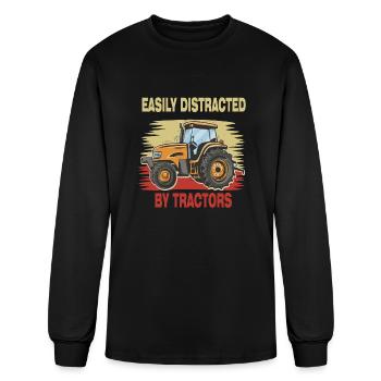 EASILY DISTRACTED BY TRACTORS - Men's Long Sleeve T-Shirt - black - Front