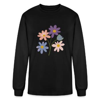 subtle bi pride flowers - Men's Long Sleeve T-Shirt - black - Front