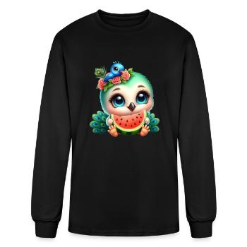 Peacock Eating Watermelon - Men's Long Sleeve T-Shirt - black - Front