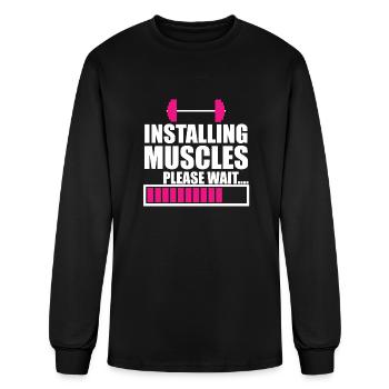 INSTALLING MUSCLES - Men's Long Sleeve T-Shirt - black - Front