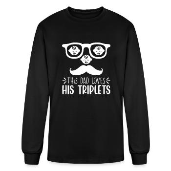 Ce père aime ses triplés - T-shirt à manches longues Homme - noir - Devant