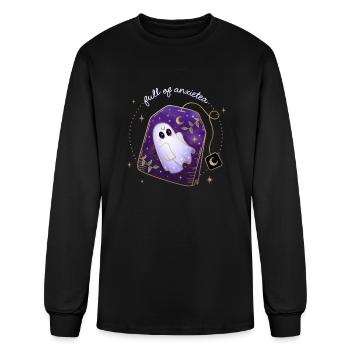 Full Of Anxietea Ghost In Teabag - Men's Long Sleeve T-Shirt - black - Front