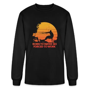 Retro Water Skiing Water Sports Lover - Men's Long Sleeve T-Shirt - black - Front