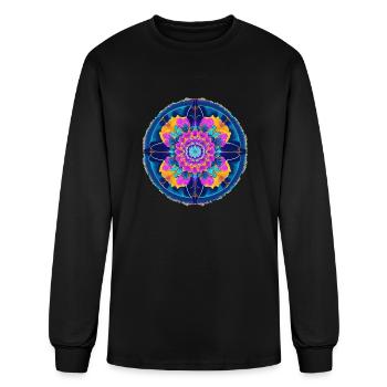 A floral fractal pattern colorful and bright - Men's Long Sleeve T-Shirt - black - Front