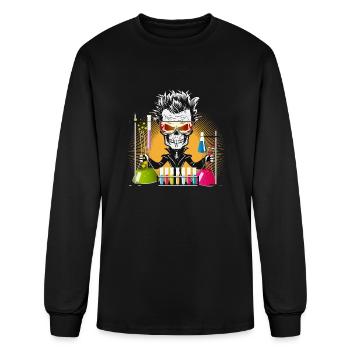 Skull as a dark scientist in the laboratory - Men's Long Sleeve T-Shirt - black - Front