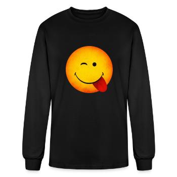 Silly Wink Emoji - Men's Long Sleeve T-Shirt - black - Front
