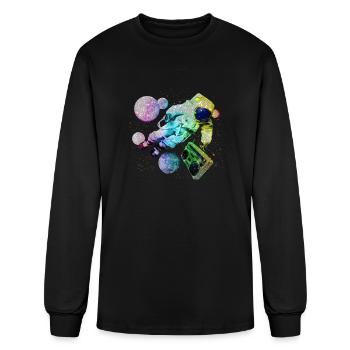 Boombox Spaceman Astronaut - Men's Long Sleeve T-Shirt - black - Front