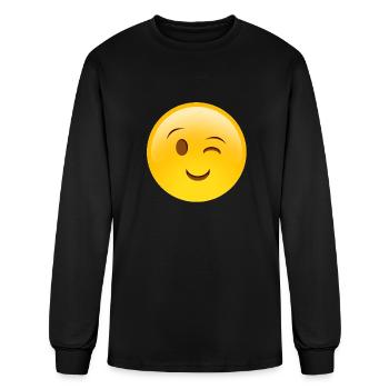 Wink Emojii - Men's Long Sleeve T-Shirt - black - Front