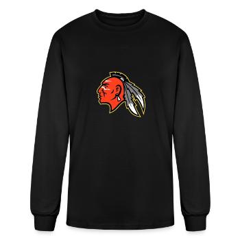 Mohawk Brave Warrior Head Side Mascot - Men's Long Sleeve T-Shirt - black - Front