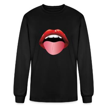 Open mouth with tongue - Men's Long Sleeve T-Shirt - black - Front