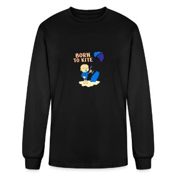 Kite Surfer Baby Born to Kite Kids Gift Idea - Men's Long Sleeve T-Shirt - black - Front
