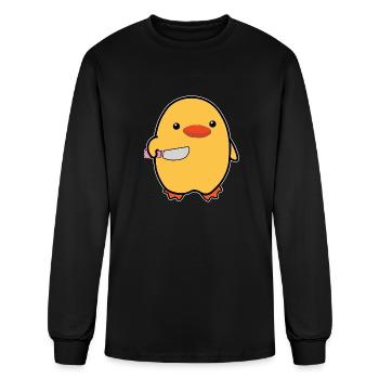 Cute Duck With Knife Funny Duck Gift - Men's Long Sleeve T-Shirt - black - Front