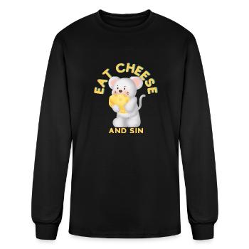 eat cheese and sin - Men's Long Sleeve T-Shirt - black - Front