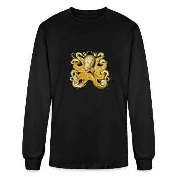 grande pieuvre jaune - T-shirt à manches longues Homme - noir - Devant