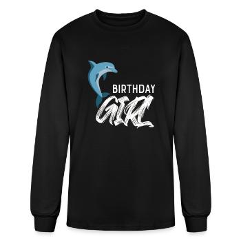 Birthday Girl Dolphin Fitted Scoop - Men's Long Sleeve T-Shirt - black - Front