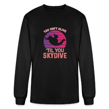 Retro Skydive Skydiver Skydiving - Men's Long Sleeve T-Shirt - black - Front