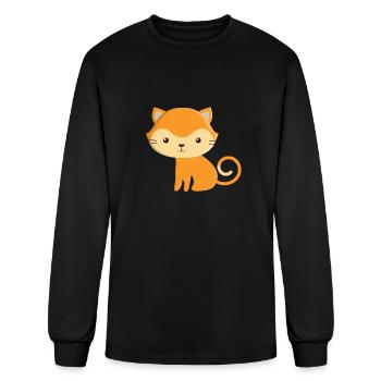 Chat jaune - T-shirt à manches longues Homme - noir - Devant