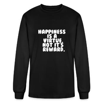Happiness is virtue it's not a reward design - Men's Long Sleeve T-Shirt - black - Front