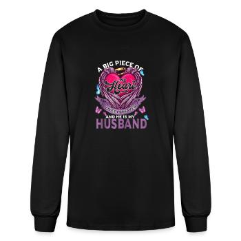 A Big Piece Of My Heart Lives In Heaven And He Is - Men's Long Sleeve T-Shirt - black - Front