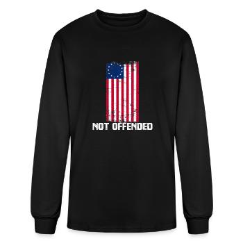Womens Not Offended Patriotic Betsy Ross American - Men's Long Sleeve T-Shirt - black - Front