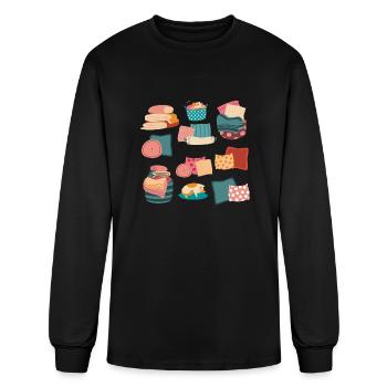 comfy laundry pillows - Men's Long Sleeve T-Shirt - black - Front
