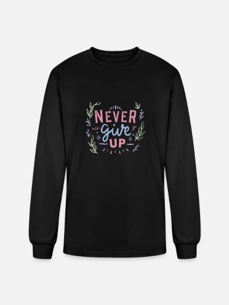 Naver give up - Men's Long Sleeve T-Shirt - black