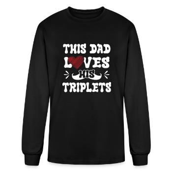 Ce père aime ses triplés - T-shirt à manches longues Homme - noir - Devant