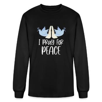 Pray For Peace Dove Praying Hands - Men's Long Sleeve T-Shirt - black - Front