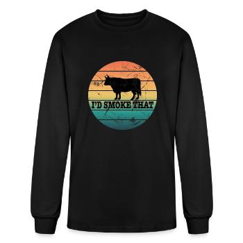 I'd Smoke That Beef BBQ Smoking - Men's Long Sleeve T-Shirt - black - Front