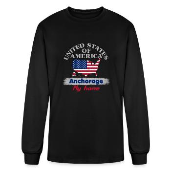 États-Unis d’Amérique - Anchorage my home - États-Unis - T-shirt à manches longues Homme - noir - Devant