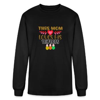 Unisexe cette maman aime ses triplés T-shirts - T-shirt à manches longues Homme - noir - Devant