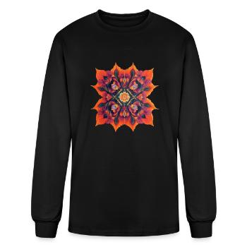Fractal colorful bright pattern waves lines - Men's Long Sleeve T-Shirt - black - Front