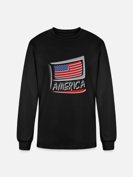 America Flag - Men's Long Sleeve T-Shirt - black