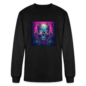 Cyberpunk skull - Men's Long Sleeve T-Shirt - black - Front
