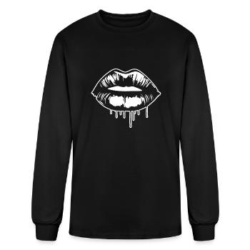 Lips Kissing Mouth Smooch - Men's Long Sleeve T-Shirt - black - Front