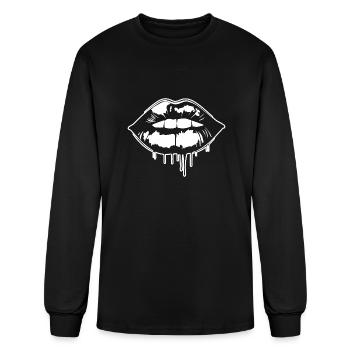 Lips Kissing Mouth Smooch - Men's Long Sleeve T-Shirt - black - Front