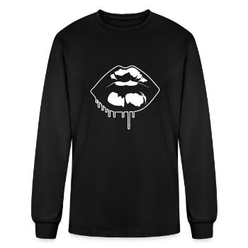 Lips Kissing Mouth Smooch - Men's Long Sleeve T-Shirt - black - Front